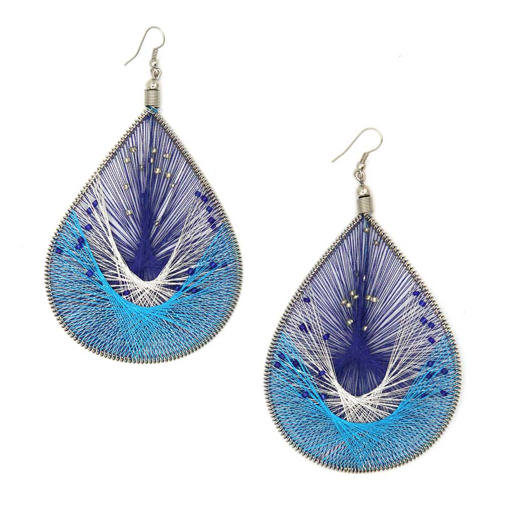 Blue silk deals thread earrings