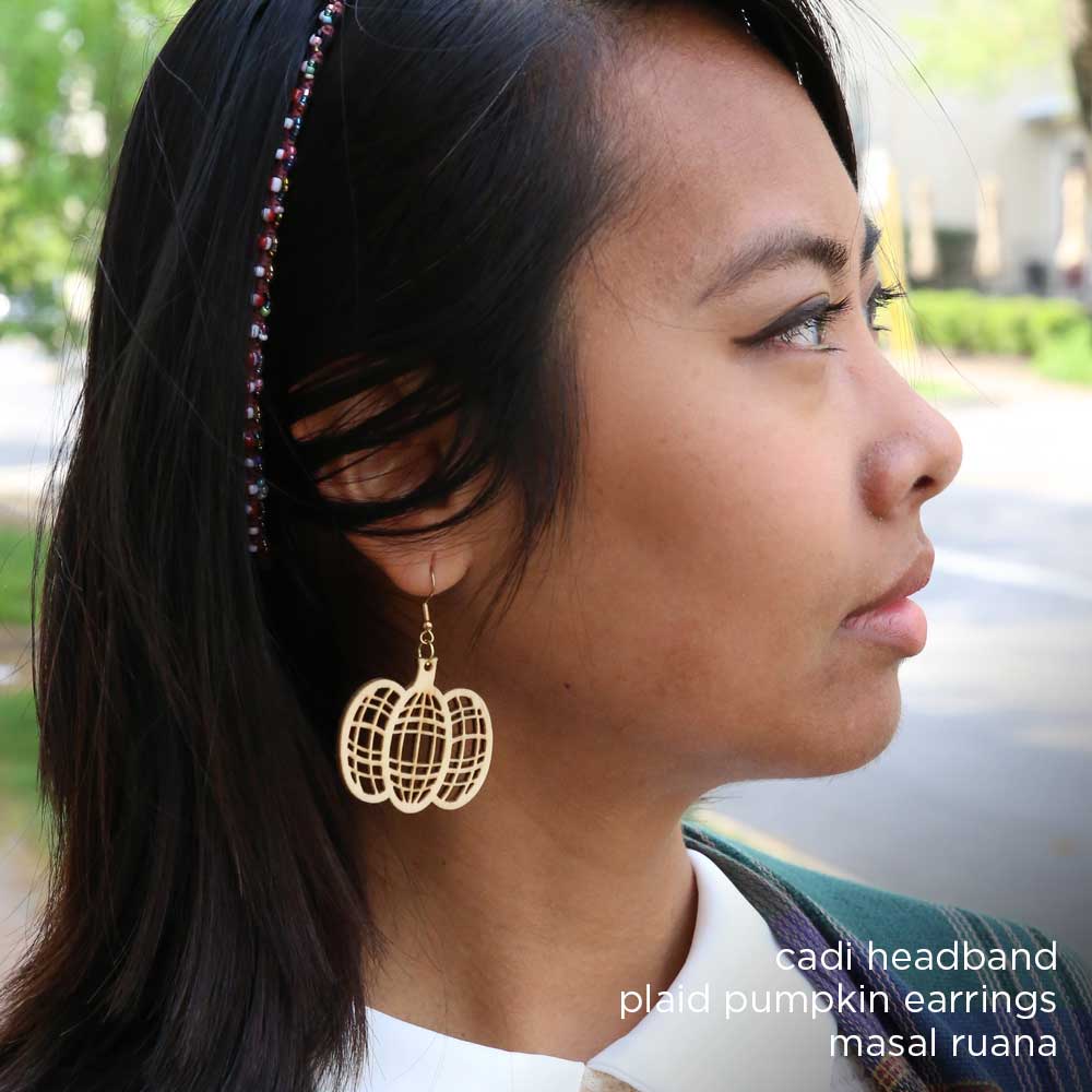 Plaid Pumpkin Earrings